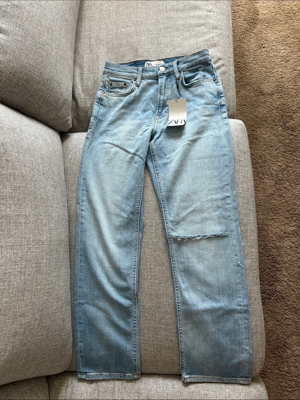 Zara Light Wash Straight Leg Jeans
